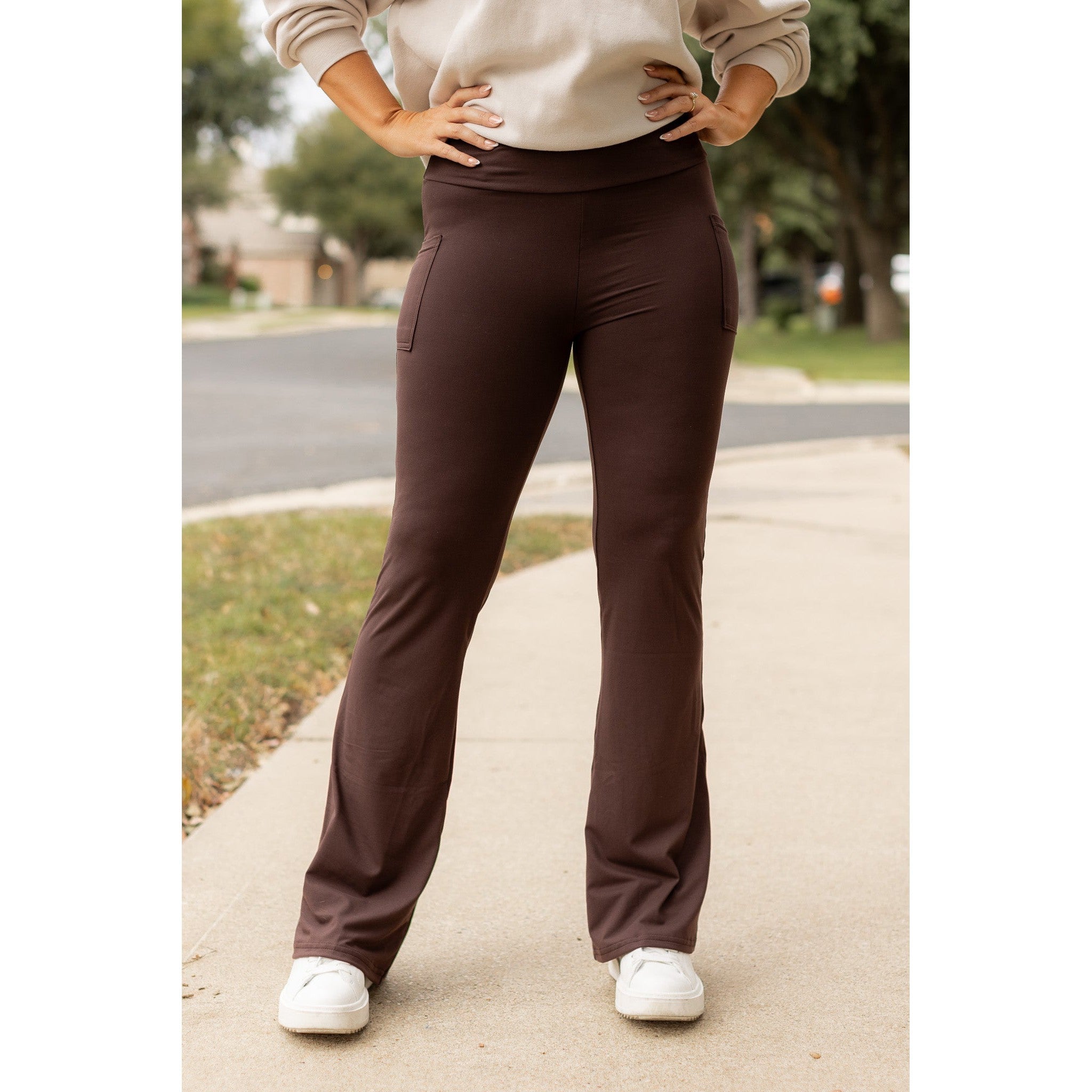 PreOrder | The Rhea - BROWN 30 Inch Bootcut Leggings with Pockets